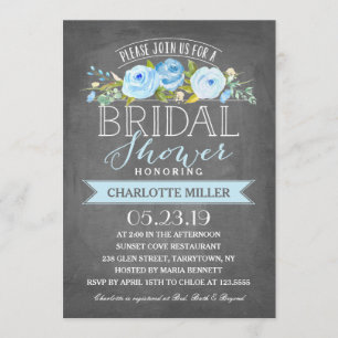 Roos Banner Bridal Shower Invitation Blue Kaart