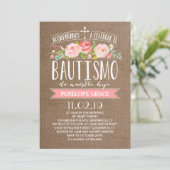 Roos Banner Burlap | Spaanse Bautismo Kaart (Staand voorkant)