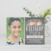 Roos Banner Krijtbord | Birthday Kaart (Staand voorkant)