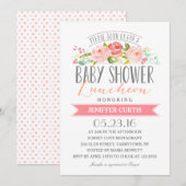 Roos Banner Luncheon | Baby Shower Kaart (Voorkant / Achterkant)