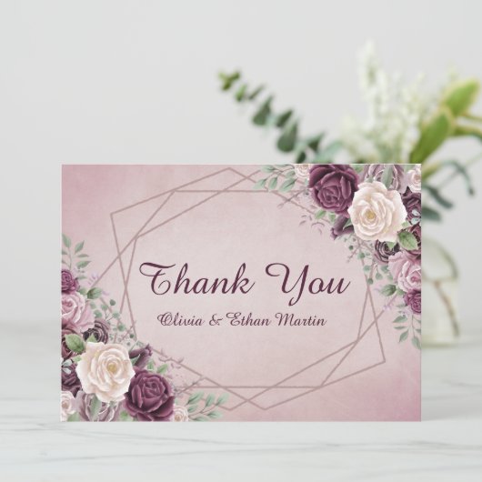 Roos Bedankkaart (Staand voorkant)