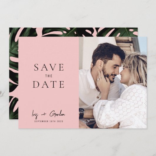 Roos bestemming bruiloft foto Opslaan datumkaart Save The Date (Voorkant / Achterkant)