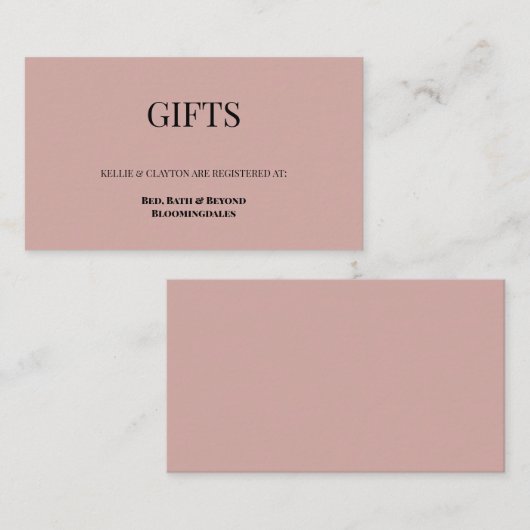 Roos/Black Cadeaubehuizing Kaart voor Cadeauregist (Voorkant / Achterkant)