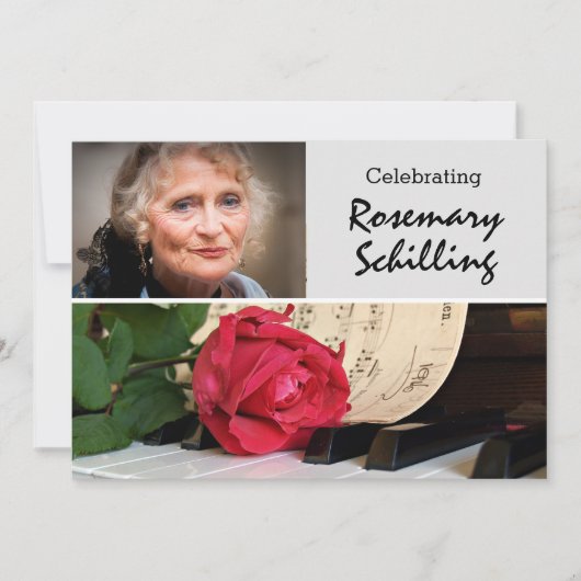 Roos, blad Muziek & Keys Memorial Kaart (Voorkant)