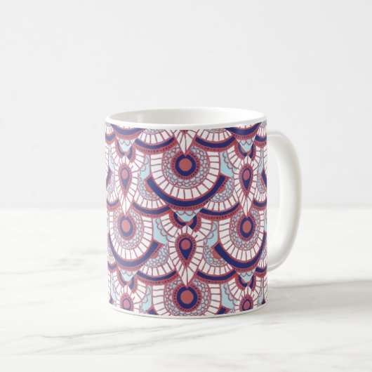 Roos, blauw en wit Geometrische mok (Voorkant rechts)