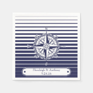 Roos blauwe strepen servetten