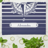 Roos blauwe strepen theedoek (Gevouwen)