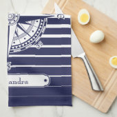 Roos blauwe strepen theedoek (Quarter Fold)