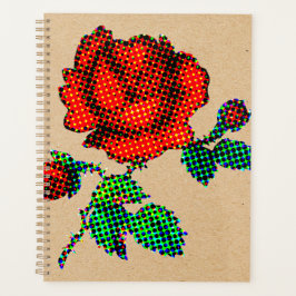 Roos Bloei Halftint op Bruin Papier Fijne Kunst Planner