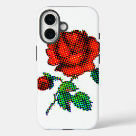 Roos Bloei Halftoon Fijne Kunst iPhone 16 Hoesje