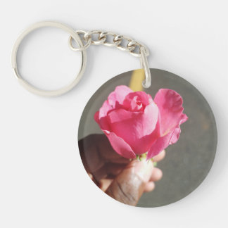 Roos Bloem Acryl Sleutelhanger
