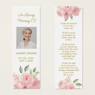 Roos Bloem Foto Funeral Herdenkingsbladwijzer Mini Visitekaartjes