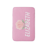 Roos Bloem Roze Naam Badmat (Voorkant Verticaal)