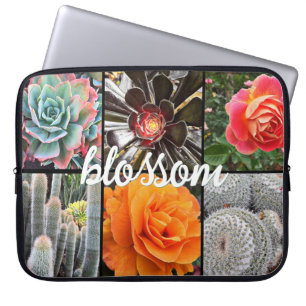 Roos Bloemen Cacti Fotocollage Bloesem Script Laptop Sleeve