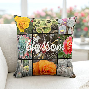 Roos Bloemen Cactussen Foto Collage Bloesem Script Kussen