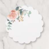 Roos Bloemen Eucalyptus Monogram Naam Business lab Bedankjes Labels (Achterkant)