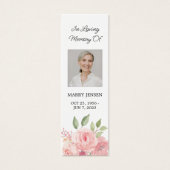 Roos Bloemen Foto Begrafenis Memorial Bladwijzer Mini Visitekaartjes (Voorkant)