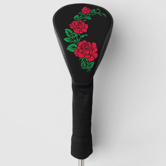 Roos bloemen golfkafdekking golfheadcover (Voorkant)