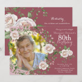 Roos Bloemen Krans Foto Verjaardag Kaart (Voorkant / Achterkant)