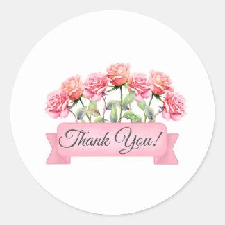 Roos Bloemen met Banner Bloemstuk Bedankt Ronde Sticker