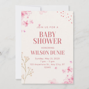 Roos Bloemen Schattige Baby shower Uitnodiging