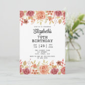 Roos Bloemen Terracotta Bruin 70e Verjaardag Kaart (Staand voorkant)