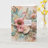 Roos Bloemen Verjaardag Kaart (Gele Bloem)