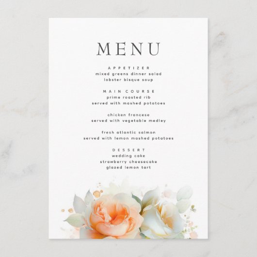 Roos Bloemen Zomer Boho Botanisch Menu (Voorkant)