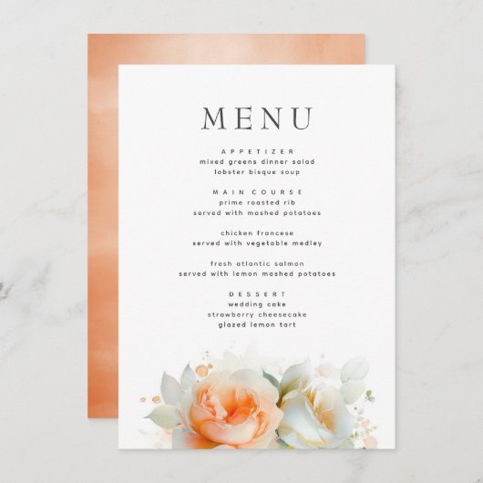 Roos Bloemen Zomer Boho Botanisch Menu (Voorkant / Achterkant)