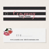 Roos Bloemen Zwart & Wit Strepen - Prijs Label Mini Visitekaartjes (Voorkant /achterkant)