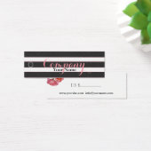 Roos Bloemen Zwart & Wit Strepen - Prijs Label Mini Visitekaartjes (Bureau)