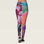 Roos bloemenboho paarse roze blauwgroen goud leggings (Achterkant)