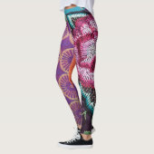 Roos bloemenboho paarse roze blauwgroen goud leggings (Links)