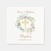 Roos Bloemenguirlande Gouden Kruis Doop Christenin Servet (Voorkant)