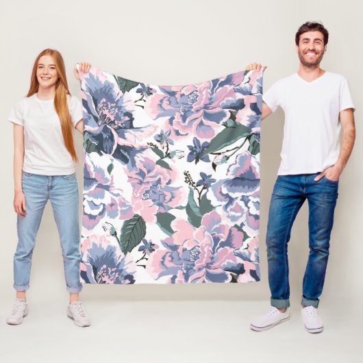 Roos Bloemenpatroon Elegant Ontwerp Fleece Deken (In situ)