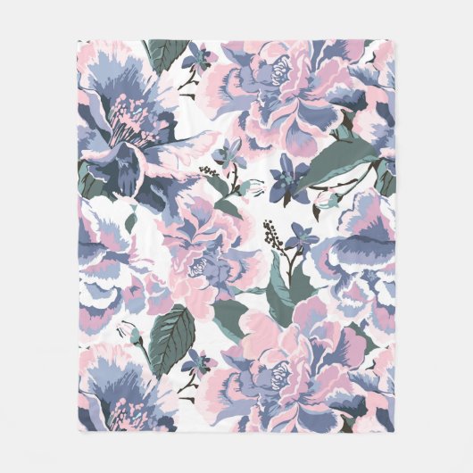 Roos Bloemenpatroon Elegant Ontwerp Fleece Deken (Voorkant)