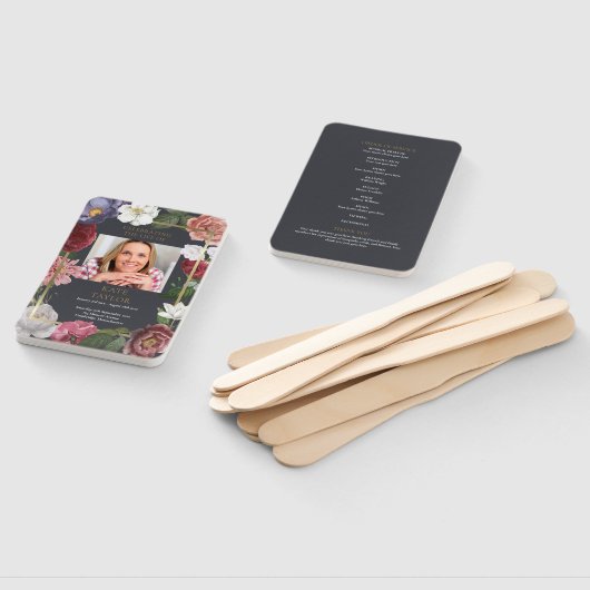 Roos Bloemige Roufoto Order van Dienst Programma Handwaaier (Niet-gemonteerd)