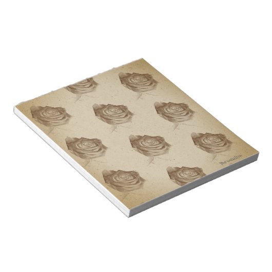 Roos Bloempatroon Papier Persoonlijk Notitieblok (Schuin)
