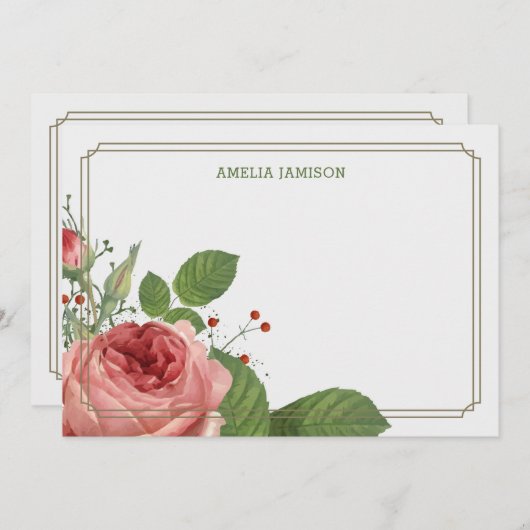 Roos Bloom - Aangepaste briefkaarten voor schrijfp (Voorkant / Achterkant)