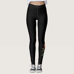  Roos Bloom Botanische Zwarte Leggings