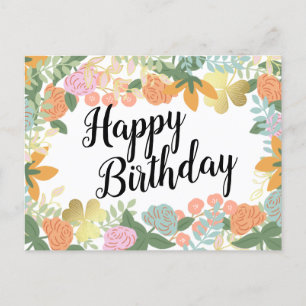 Roos Bloom Clover Happy Birthday Briefkaart
