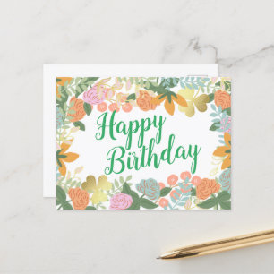 Roos Bloom Clover Happy Birthday Briefkaart