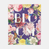 Roos Bloomende bloemen Boterflies Violet Fleece Deken (Voorkant)