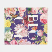  Roos Bloomende bloemen Boterflies Violet Fleece Deken (Voorkant (Horizontaal))