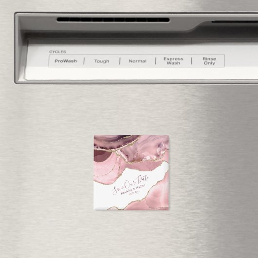 Roos Blush Agate Save the Date Magneet (Insitu (Vaatwasser))