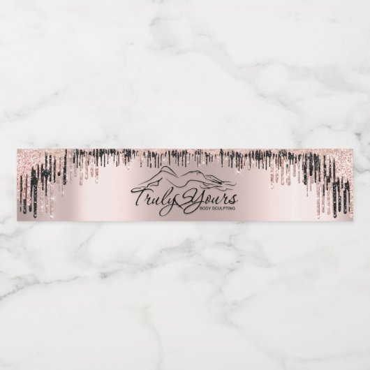 Roos Blush Black Drids body Sclupting Logo Waterfles Etiket (Enkel label)