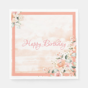 Roos Blush Floral Waterverf Moderne Typografie Servet