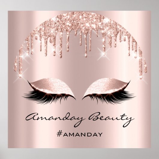 Roos Blush Glitter drukt de Eyelash Makeup-nagels  Poster (Voorkant)