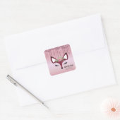 Roos Blush Glitter Paint Girly Fox Envelope Seal Vierkante Sticker (Envelop)