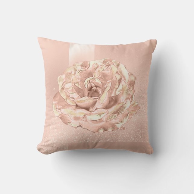 Roos Blush Glitter Peach Geometry Kussen (Voorkant)